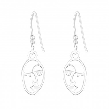 Abstract Face - 925 Sterling Silver Simple Earrings SD43083