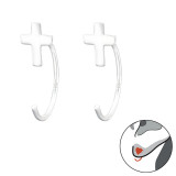 Cross - 925 Sterling Silver Simple Earrings SD43471