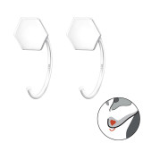 Hexagon - 925 Sterling Silver Simple Earrings SD43476