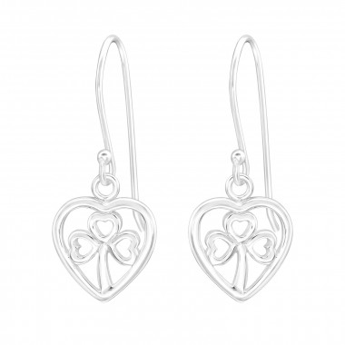 Hearts Clover - 925 Sterling Silver Simple Earrings SD43849