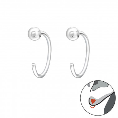 Ball - 925 Sterling Silver Simple Earrings SD44167