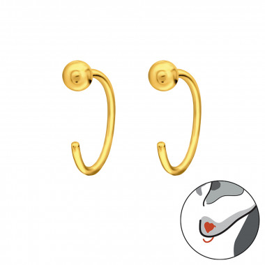 Ball - 925 Sterling Silver Simple Earrings SD44168