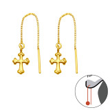 Cross - 925 Sterling Silver Simple Earrings SD44261