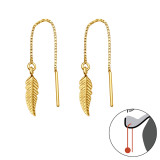 Feather - 925 Sterling Silver Simple Earrings SD44263