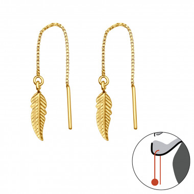 Feather - 925 Sterling Silver Simple Earrings SD44263