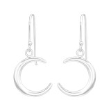 Moon - 925 Sterling Silver Simple Earrings SD44316