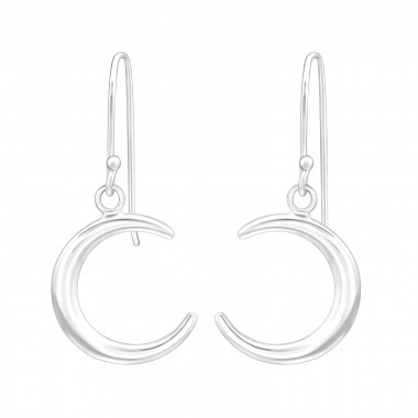 Moon - 925 Sterling Silver Simple Earrings SD44316