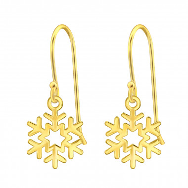 Laser Cut Snowflake - 925 Sterling Silver Simple Earrings SD44956