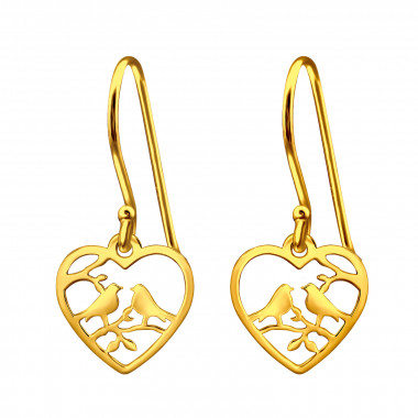 Laser Cut Love Birds - 925 Sterling Silver Simple Earrings SD44962