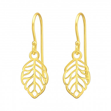 Laser Cut Leaf - 925 Sterling Silver Simple Earrings SD45038