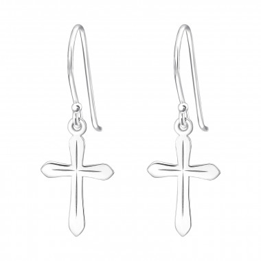 Laser Cut Cross - 925 Sterling Silver Simple Earrings SD45300