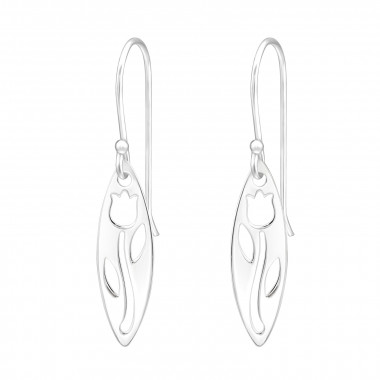 Laser Cut Tulip - 925 Sterling Silver Simple Earrings SD45862