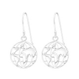 World Map - 925 Sterling Silver Simple Earrings SD46156