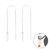 Thread Through Bar - 925 Sterling Silver Simple Earrings SD46207