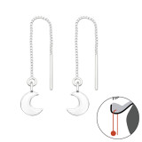 Thread Through Crescent Moon - 925 Sterling Silver Simple Earrings SD46261