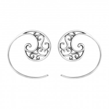 Filigree - 925 Sterling Silver Simple Earrings SD46311