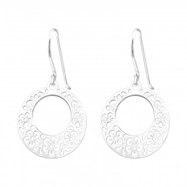 Laser Cut Flower - 925 Sterling Silver Simple Earrings SD46732