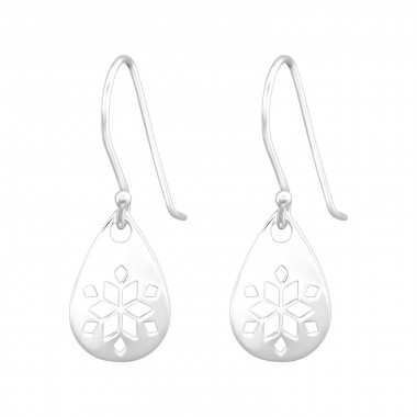 Laser Cut Snowflake - 925 Sterling Silver Simple Earrings SD46943