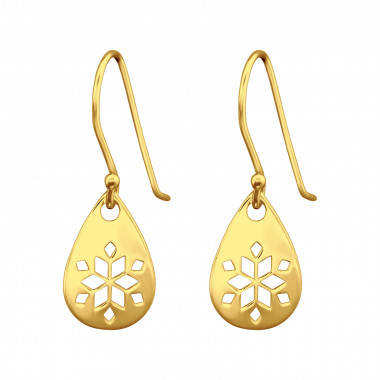 Laser Cut Snowflake - 925 Sterling Silver Simple Earrings SD46944