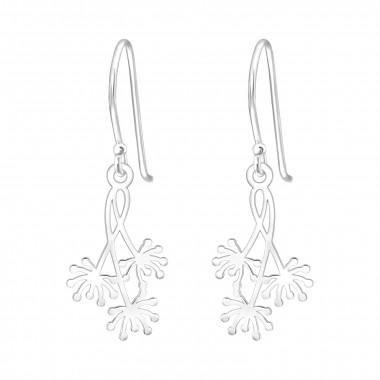 Laser Cut Dandelion - 925 Sterling Silver Simple Earrings SD46945