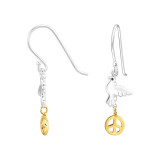 Peace Dove - 925 Sterling Silver Simple Earrings SD47070