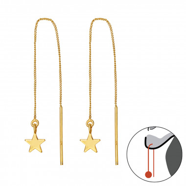 Star - 925 Sterling Silver Simple Earrings SD47455