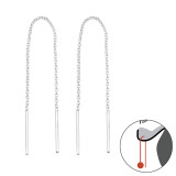 Thread Through - 925 Sterling Silver Simple Earrings SD47505