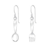Fork & Spoon - 925 Sterling Silver Simple Earrings SD47832