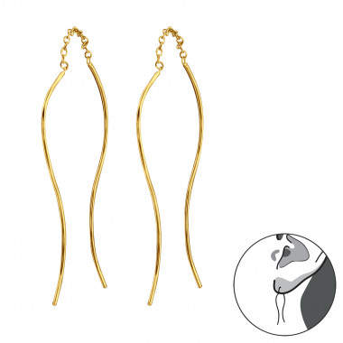 Wire - 925 Sterling Silver Simple Earrings SD48549