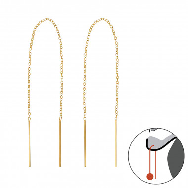 Thread Through Bar - 925 Sterling Silver Simple Earrings SD48551