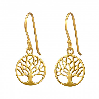 12mm Tree Of Life - 925 Sterling Silver Simple Earrings SD49740