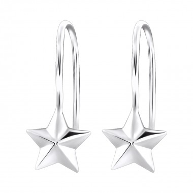 Star - 925 Sterling Silver Simple Earrings SD8296
