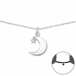 Moon And Star - 925 Sterling Silver Chokers SD34702 Moon And Star - 925 Sterling Silver Chokers SD34702