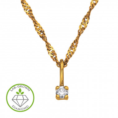 Quad Prong Pendant Suspension Loop Bail Gold Plated - 925 Sterling Silver Diamond Necklaces SD51352