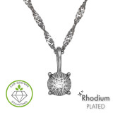 4mm Sunburst Rhodium Plated - 925 Sterling Silver Diamond Necklaces SD51355