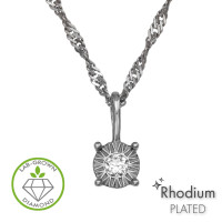 4mm Sunburst Rhodium Plated - 925 Sterling Silver Diamond Necklaces SD51355 4mm Sunburst Rhodium Plated - 925 Sterling Silver Diamond Necklaces SD51355