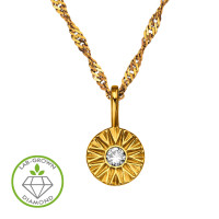 6mm Starburst Pattern Gold Plated - 925 Sterling Silver Diamond Necklaces SD51356