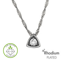Curved Triangular 3-Prong Pendant Rhodium Plated - 925 Sterling Silver Diamond Necklaces SD51506 Curved Triangular 3-Prong Pendant Rhodium Plated - 925 Sterling Silver Diamond Necklaces SD51506