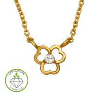 Openwork Three Heart Gold Plated - 925 Sterling Silver Diamond Necklaces SD51527 Openwork Three Heart Gold Plated - 925 Sterling Silver Diamond Necklaces SD51527