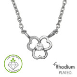 Openwork Three Heart Rhodium Plated - 925 Sterling Silver Diamond Necklaces SD51528