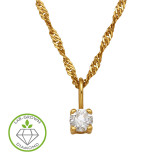 3mm Round 4-Prong Pendant Gold Plated - 925 Sterling Silver Diamond Necklaces SD51530