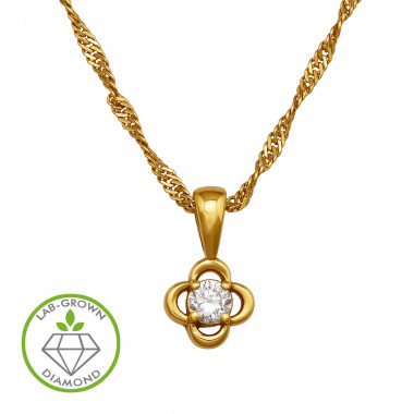 Quatrefoil Openwork Pendant Gold Plated - 925 Sterling Silver Diamond Necklaces SD51540