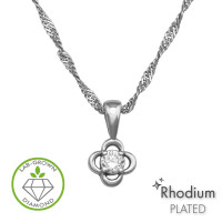 Quatrefoil Openwork Pendant Rhodium Plated - 925 Sterling Silver Diamond Necklaces SD51541 Quatrefoil Openwork Pendant Rhodium Plated - 925 Sterling Silver Diamond Necklaces SD51541