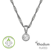 Sunburst Rimmed Pendant Rhodium Plated - 925 Sterling Silver Diamond Necklaces SD51543 Sunburst Rimmed Pendant Rhodium Plated - 925 Sterling Silver Diamond Necklaces SD51543