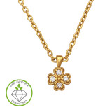 Four-Leaf Clover Pendant Gold Plated - 925 Sterling Silver Diamond Necklaces SD51727