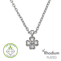 Four-Leaf Clover Pendant Rhodium Plated - 925 Sterling Silver Diamond Necklaces SD51728 Four-Leaf Clover Pendant Rhodium Plated - 925 Sterling Silver Diamond Necklaces SD51728