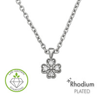 Four-Leaf Clover Pendant Rhodium Plated - 925 Sterling Silver Diamond Necklaces SD51728 Four-Leaf Clover Pendant Rhodium Plated - 925 Sterling Silver Diamond Necklaces SD51728