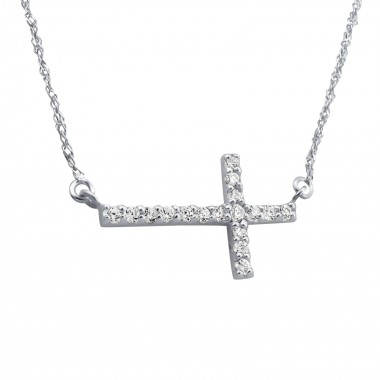 Cross Inline - 925 Sterling Silver Necklaces with Stones SD19127