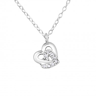 Chained hearts - 925 Sterling Silver Necklaces with Stones SD19301