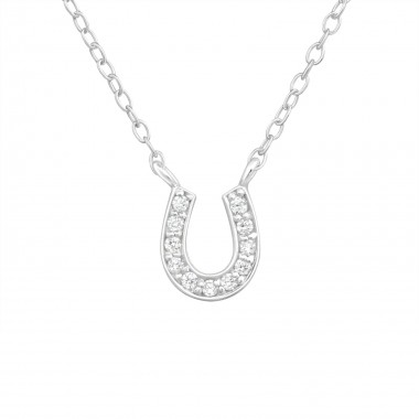 Crystal horse shoe - 925 Sterling Silver Necklaces with Stones SD19471